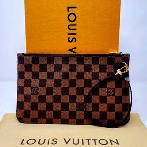 Authentic Louis Vuitton Neverfull Damier Ebene Pouch Pochette wristlet